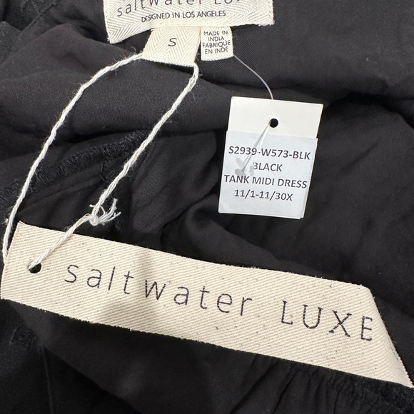NWT Salt Water Luxe cline tank midi dress black size small lined tie straps - Picture 10 of 10